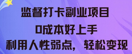 监督打卡副业新玩法,0成本好上手,利用人性的弱点轻松变现-下班副业站