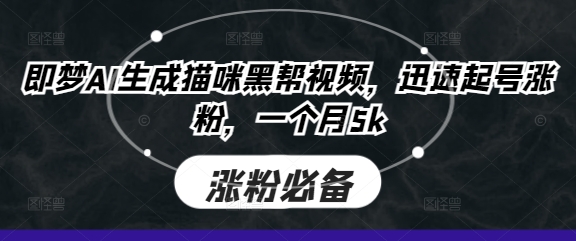 即梦AI生成猫咪黑帮视频，迅速起号涨粉，一个月5k-下班副业站