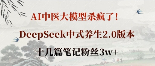 AI中医大模型杀疯了!DeepSeek中式养生2.0版本,十几篇笔记粉丝3w+-下班副业站