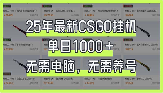 (14178期)25年最新CSGO挂机系统,单日1000+,无需电脑,无需养号,0基础可上手-下班副业站