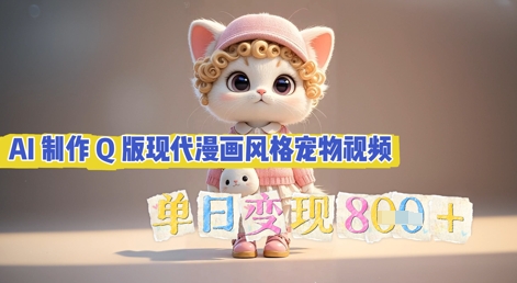 AI制作Q版现代漫画风格宠物视频，单日变现几张-下班副业站