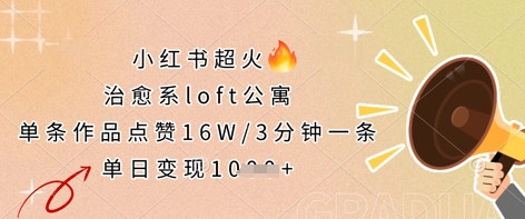 小红书超火的治愈系loft公寓,单条作品点赞16W,3分钟一条,单日变现数张-下班副业站