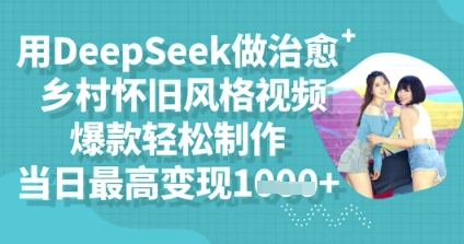 用DeepSeek做治愈乡村怀旧风格视频,爆款轻松制作,当日最高变现多张-下班副业站